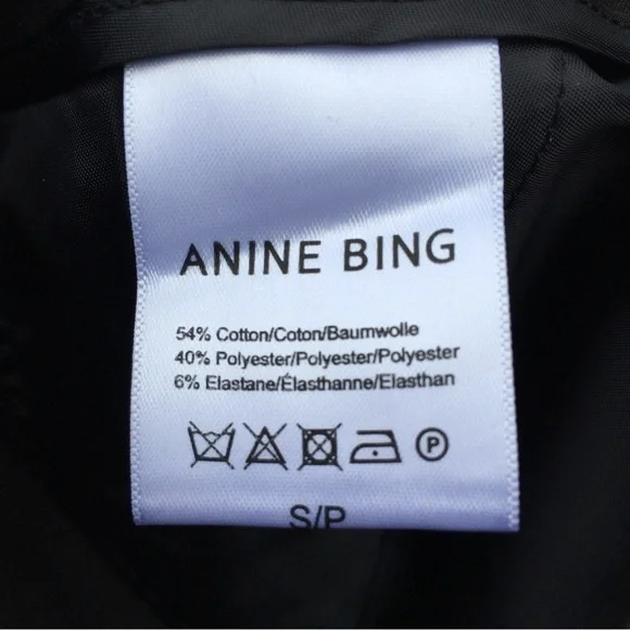 NWT Anine Bing Straight Leg Pant Cotton Stretch Black S - Picture 14 of 15